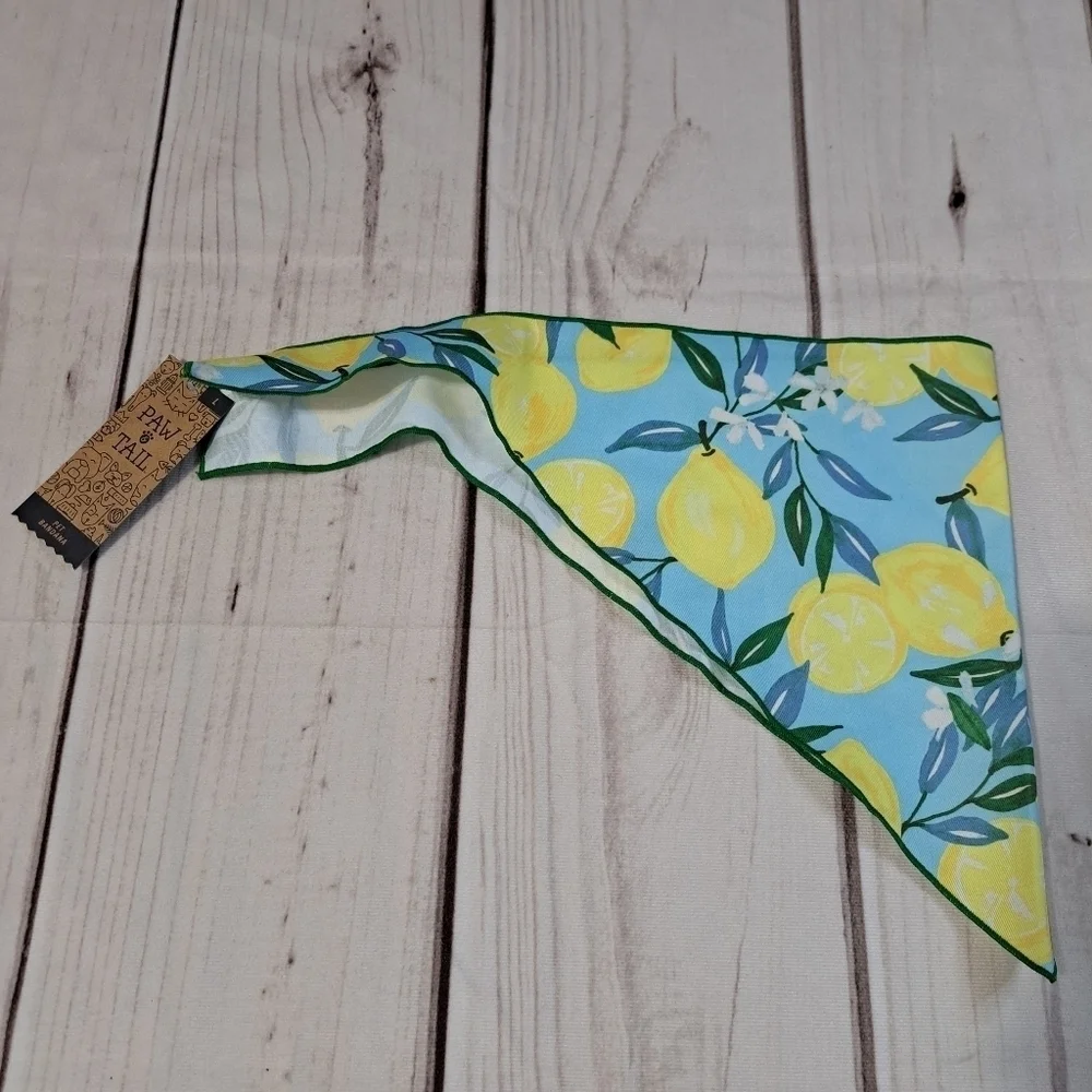 3 FOR 12 SALE Paw & Tail Pet Accessory Bandana Lemon Print Size Large